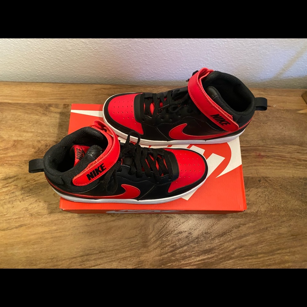 Red and Black Nike Court Borough Mid 2